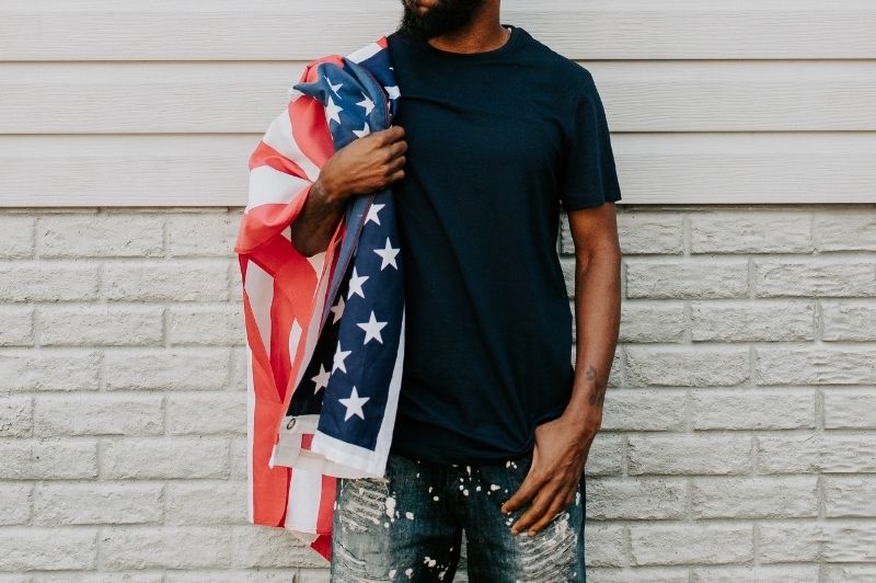 patriotic outfit with an american flag