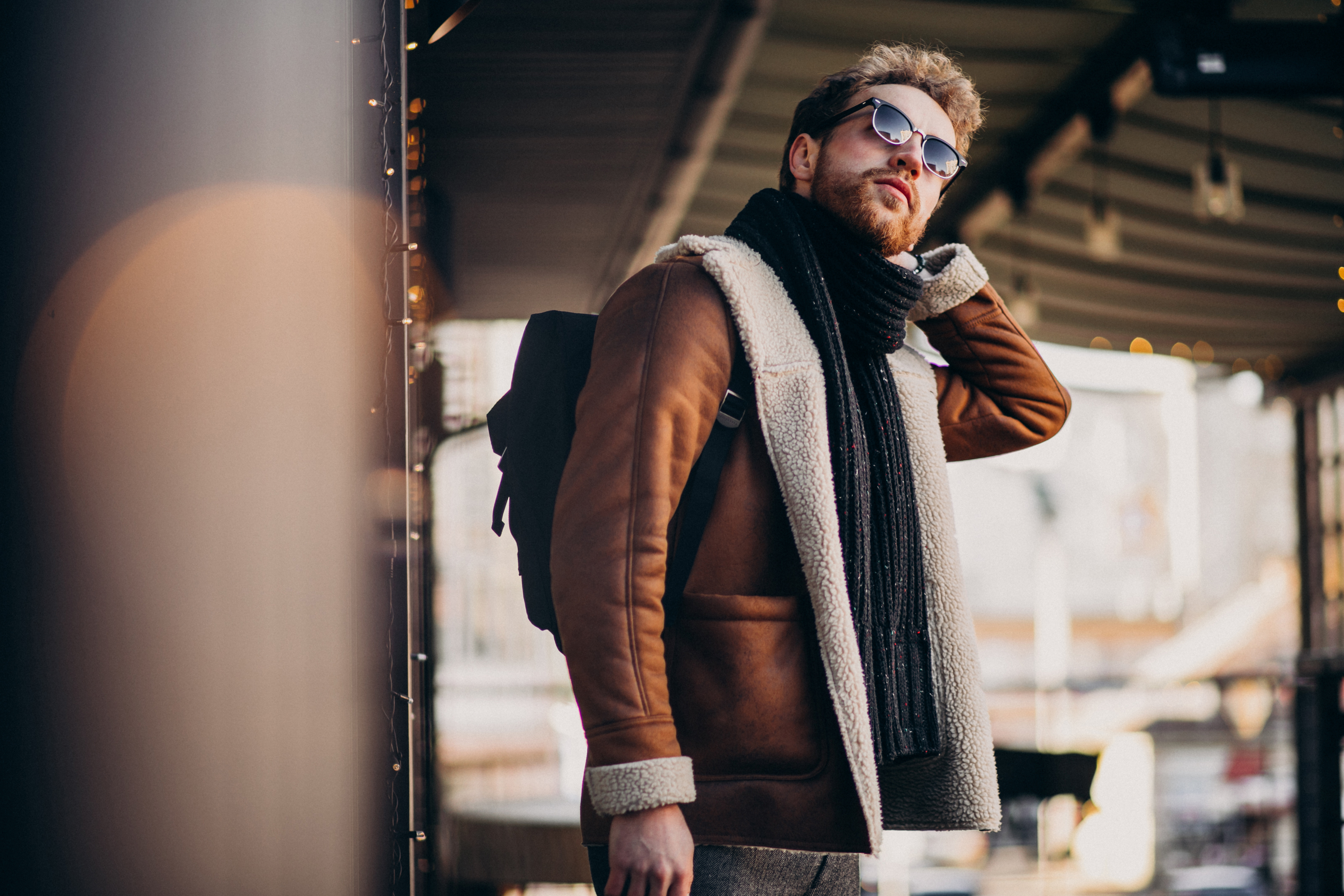 autumn coat and scarf for men